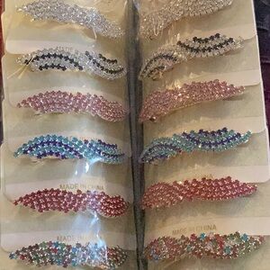 12 PIECES HAIR CLIPS WITH STONES